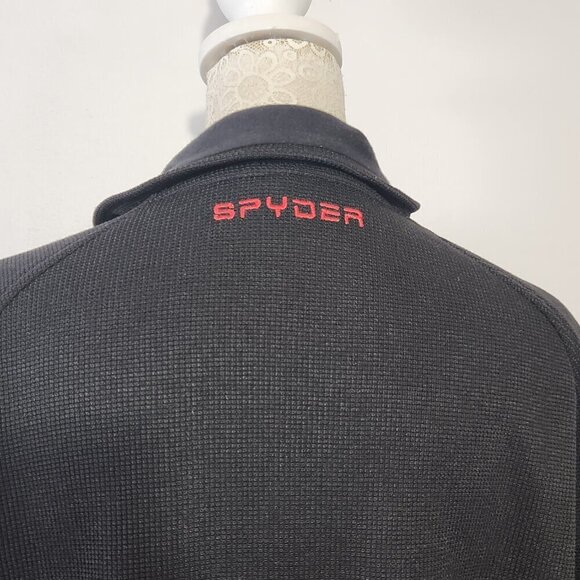 Spyder Men's Black SZ XL Front Full Zip Logo Hand Pockets Sports Jacket Outdoor - Picture 10 of 15